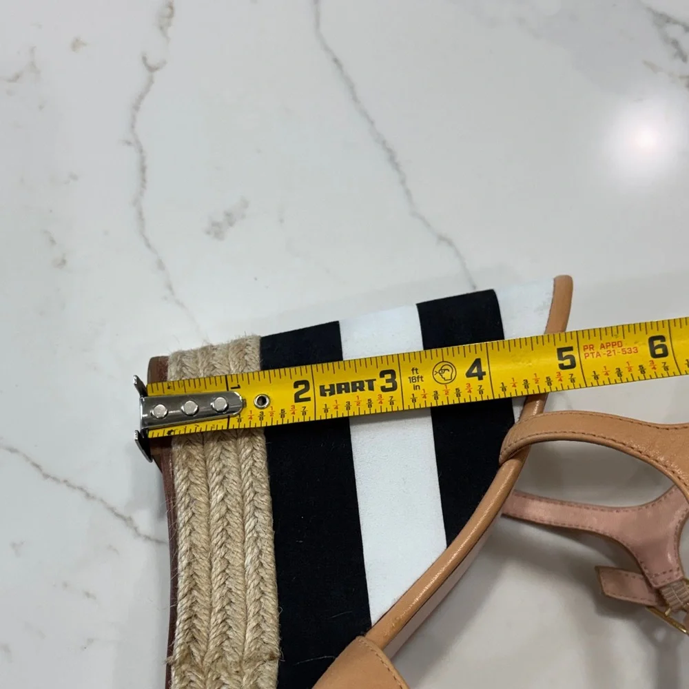 kate spade tan and black striped espadrille wedge sandals